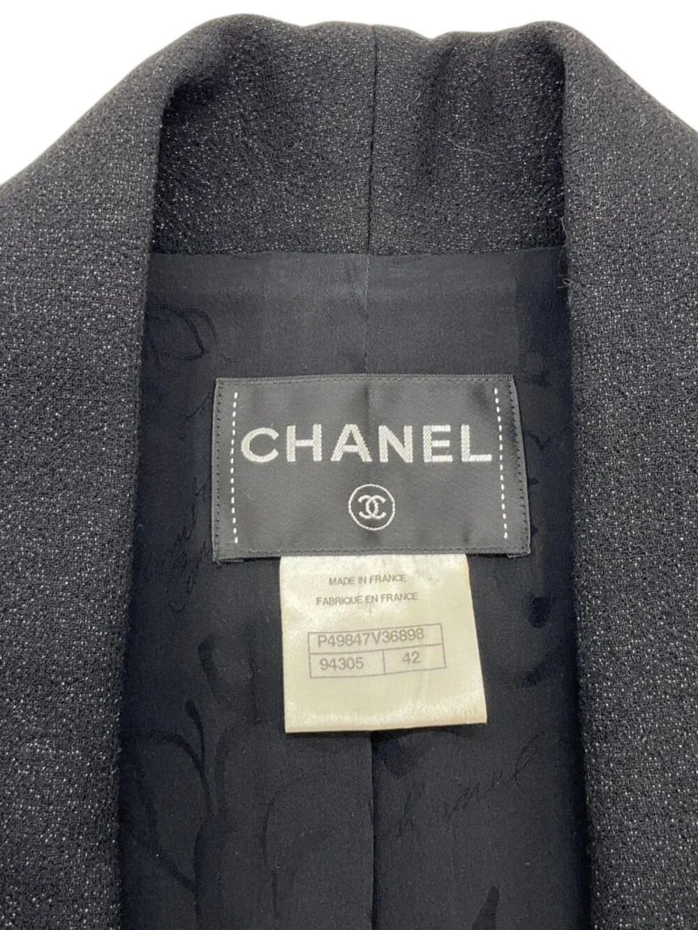 Chanel Black Wool Cropped Open Front Jacket